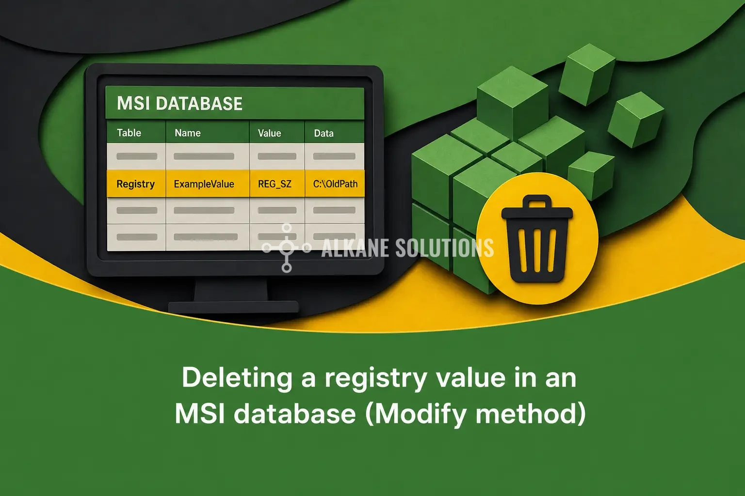Deleting a registry value in an MSI database (Modify method)