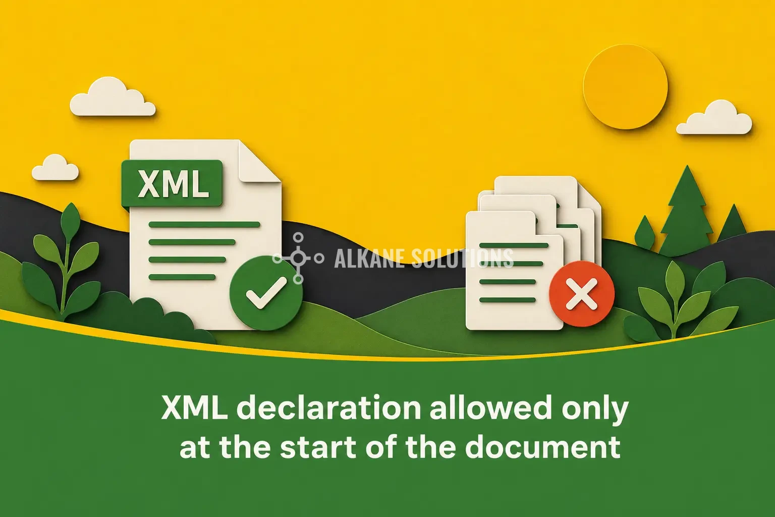 XML declaration allowed only at the start of the document