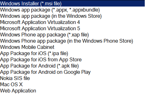 SCCM Application Types