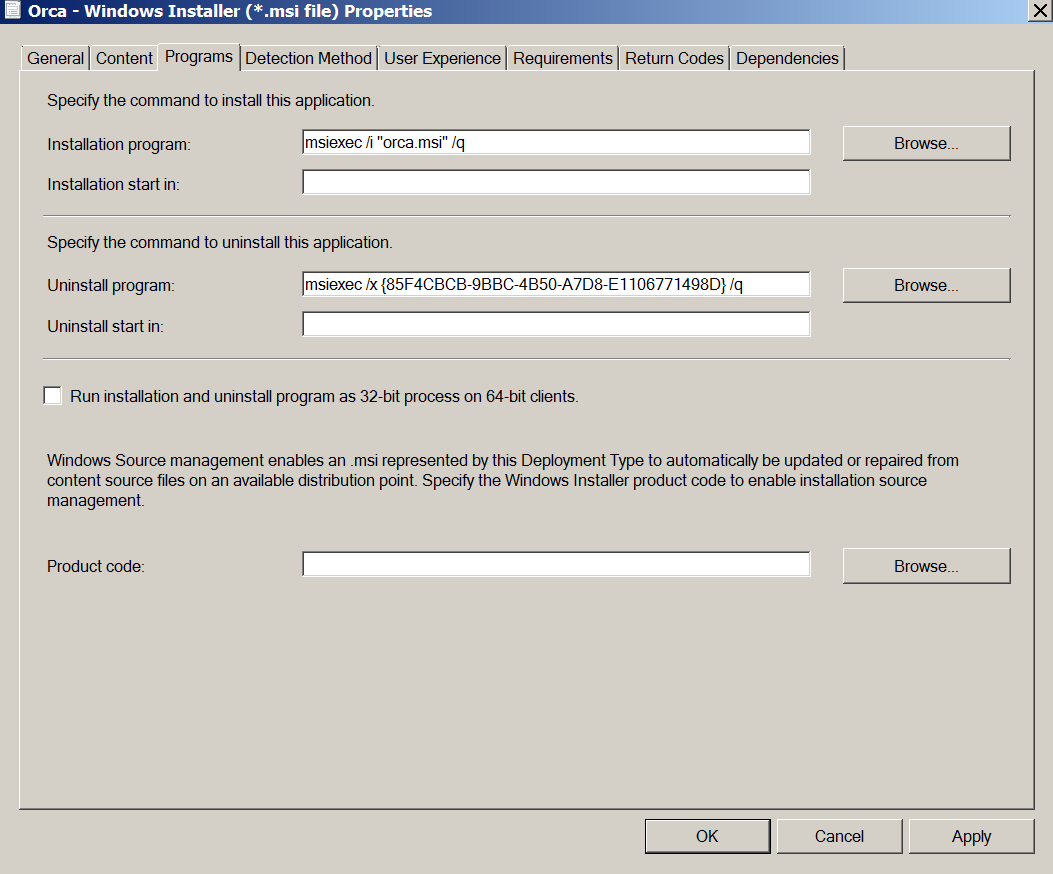 SCCM command lines