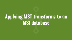 Applying MST transforms to an MSI database