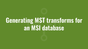 Generating MST transforms for an MSI database